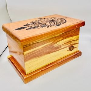 Original Brenda Ryan Custom Wooden Cedar Storage Box w/Dream Catcher Etching